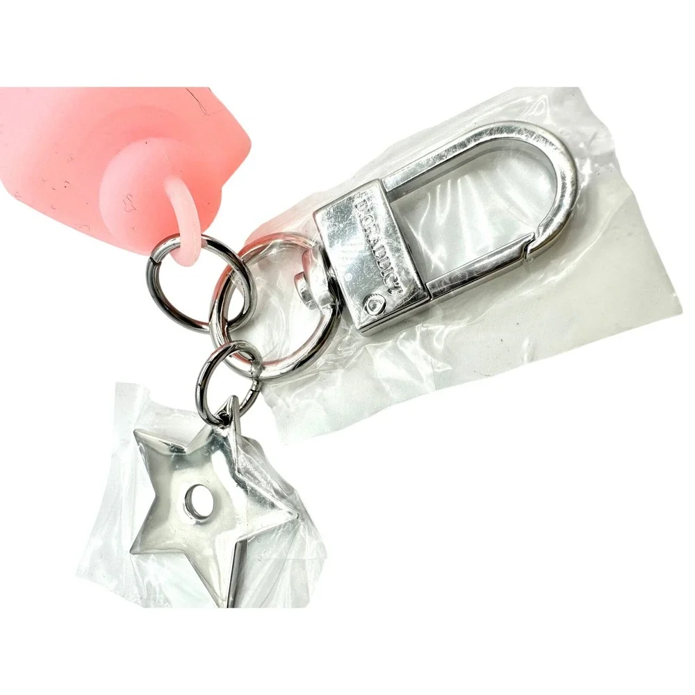 Dior Addict Pink Silicone Case Keychain Star Charm for Addict Lip Glow Oil